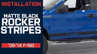 Install 2009-2014 F150 American Muscle Graphics Matte Black Rocker Stripes