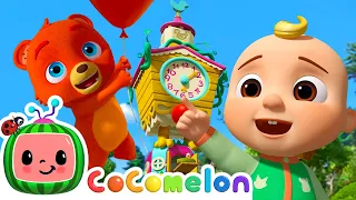 hickory dickory dock animal dance and balloon boat race cocomelon animal time nursery rhymes