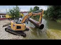 LIEBHERR Bagger 926 im Noteinsatz bei Flutkatastrophe & Brückenunterspülung - Hochwasser + Fendt 718
