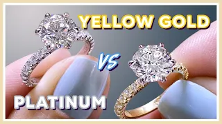 Download Yellow Gold vs Platinum | What Color Ring Setting Is Right For You | 2ct vs 2.1ct Round Diamond MP3