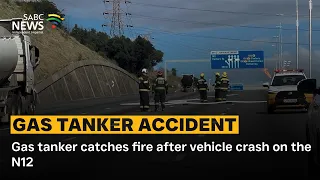 gas tanker catches fire after vehicle crash on the n12