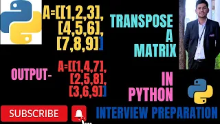Python Program To Find Transpose Of A Matrix Nested For Loops