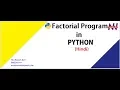 Python Tutorial in Hindi Factorial in Python Hindi Manish Nain