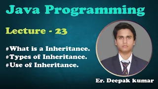 Inheritance in Java Types of inheritance Lecture - 23 Java Programming Tutorials for Beginners