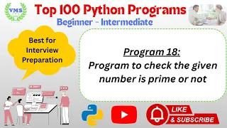 Python Program 018 Prime Number Program in Python Python Interview Question