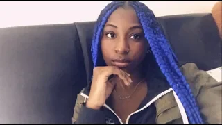 JUMBO MIDDLE PART TRIBAL BRAIDS ON MYSELF BLUE GOLDEN WILLIAMS