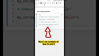 Learn how to remove prefixes from strings in Python using removeprefix method