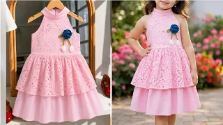 Halter Neck Layered Baby Frock Cutting & Stitching Tutorial | Easy Designer Frock