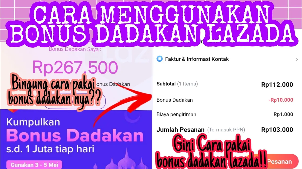 CARA MENGGUNAKAN BONUS DADAKAN SAAT BELANJA DI LAZADA TERBARU 2021