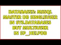 Databases MSSQL Master db singleuser in sys databases but multiuser in sp - helpdb