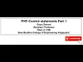 CS368 PHP Control Statements Part1
