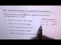 10 Test Translate Phrases to Algebraic Expressions