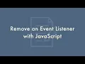removeEventListener in JavaScript