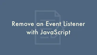 removeEventListener in JavaScript