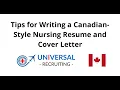 Tips for Writing a Canadian-Style Nursing Resume and Cover Letter