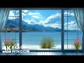 4K Paradise Window View - Calming Ocean Waves Tropical Birds Chirping