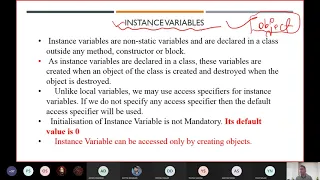 OBJECT ORIENTED PROGRAMMING USING JAVA - VARIABLES LOCAL STATIC INSTANCE METHODS