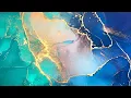 Gold Blue Green Tempered Glass Wall Art