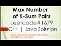 Max Number of K-Sum Pairs Leetcode 1679 Leetcode Solution