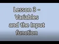 Lesson 3 Variables Input function
