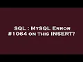 SQL MySQL Error on this INSERT