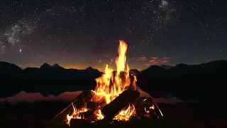 Cozy Campfire 24 hrs Burning Fireplace Crackling Fire Sounds NO MUSIC