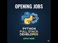 We Are Hiring Freshers Python Full Stack React JS Developer Jobs