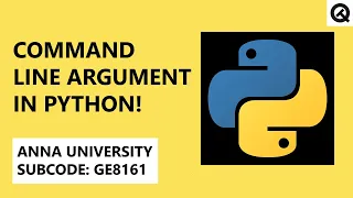 Command Line Argument in Python Tamil Quick Through