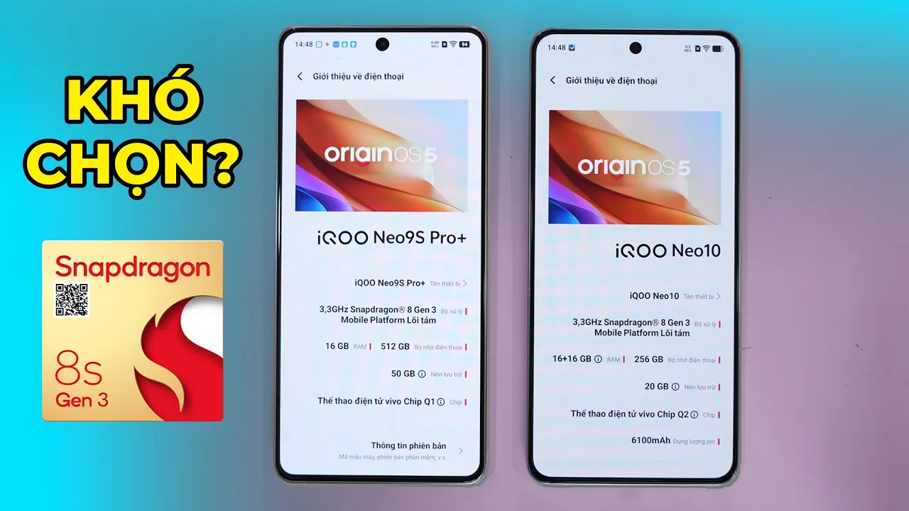 Outline Video So sánh iQOO Neo 10 & iQOO Neo 9s Pro Plus: Dưới 9 triệu mua máy nào?