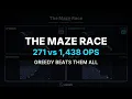 Maze Race A vs Greedy vs BFS vs DFS Greedy Escapes in 271 Ops BFS Floods 1 438