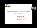 Lecture 4 Operators in Python