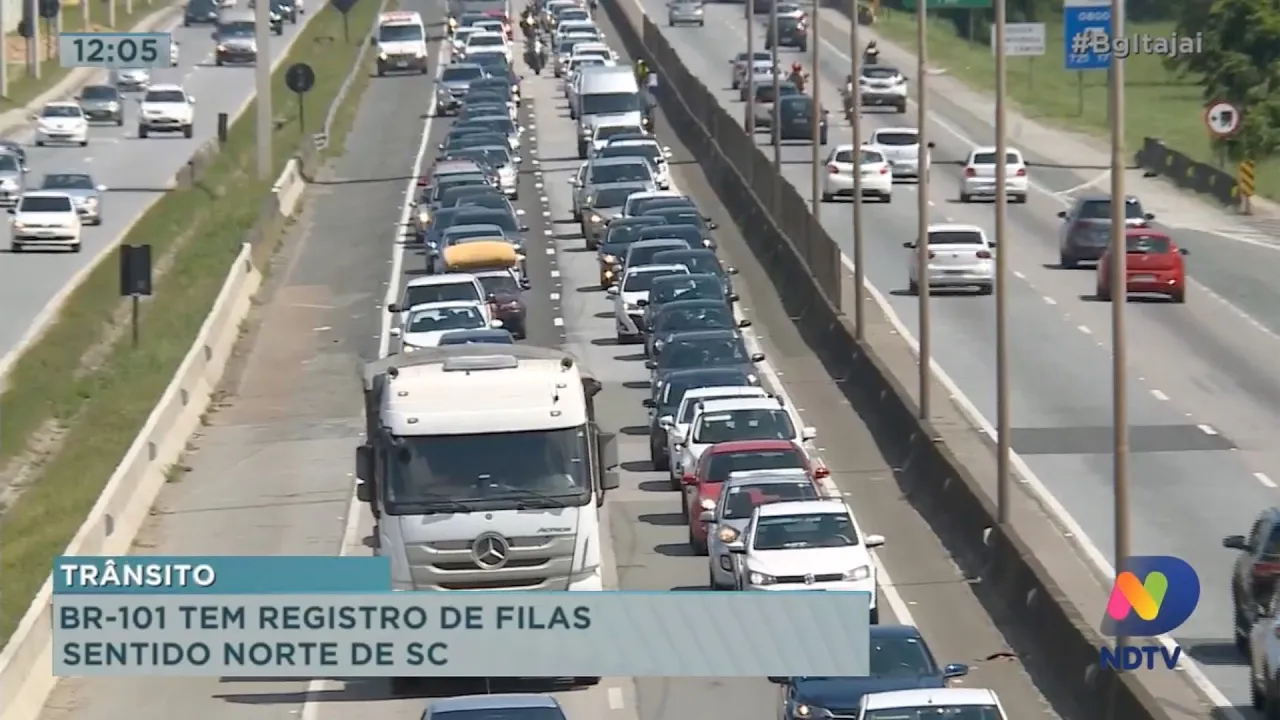 Registro de filas na volta pra casa na BR-101