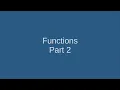 17 Functions Part 2
