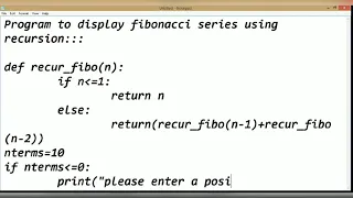 Python Tutorial Program for fibonacci series using recursion