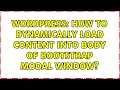 Wordpress How to Dynamically Load Content Into Body of Bootstrap Modal Window