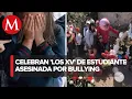 With balloons at the cemetery they celebrate the 15th birt ay of Norma Lizbeth beaten to death