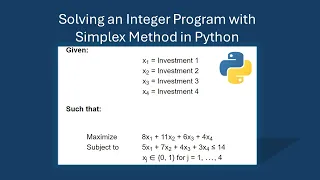 Basic Integer Program in Python Simplex Python