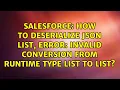 How to deserialize json list error Invalid conversion from runtime type List ANY to
