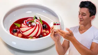 Panna Cotta & coulis de fruits rouges du jardin