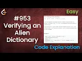 Verifying an Alien Dictionary Live Coding with Explanation Leetcode - 953