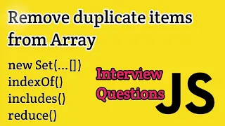 Javascript Interview Questions Remove Duplicates From Array In Tamil