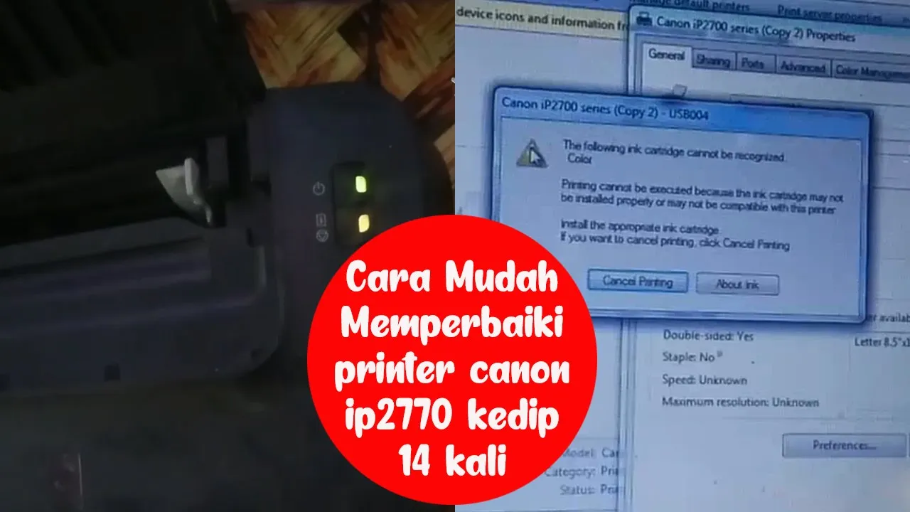 SOLUSI blink 15 kali paling ampuh untuk printer canon ip 2770. 