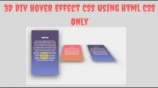 3D Div Hover Effect CSS Using Html CSS Only