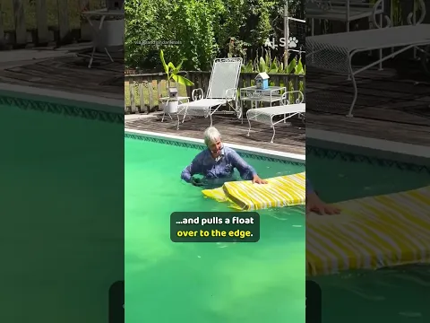 A fawn is stuck in a backyard pool, so a woman lifts her out 🦌❤️  #FawnRescue #AnimalRescue #Heartw