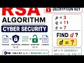 RSA algorithm Cyber security Decryption key p 3 q 11 e 7 find d