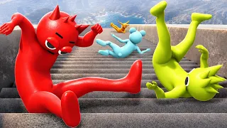 GTA 5 Incredibox Sprunki Team Falls and Ragdolls Down Long Stairs