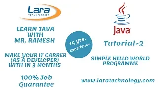 Tutorial-2 Simple Hello World with command line Java Tutorial for Beginners Lara Technology