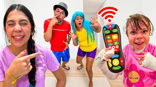 Sarah e Eloah em uma História Engraçada do CONTROLE MÁGICO! Histórias Engraçadas para Crianças