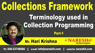 Terminology used in Collection Programming Part 1 Core Java Tutorial Mr Hari Krishna
