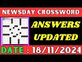 Newsday Crossword Clue Answers for Nov 18 2024 Solved